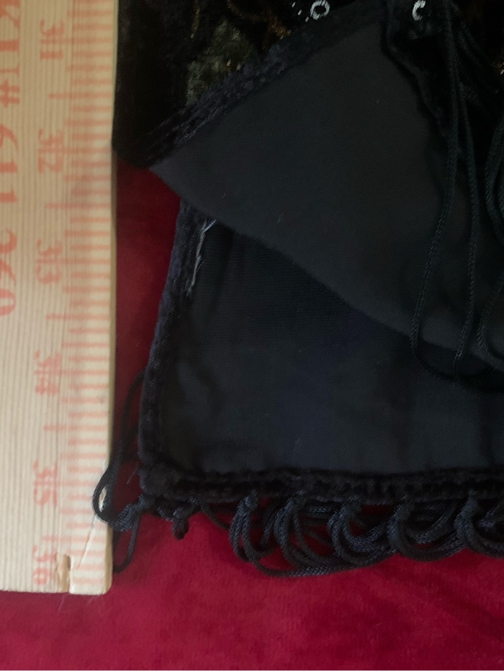 Velvet Burnout Paisley Shawl Black Gold Fringe Boho Evening Wrap 71 in Scarf - Picture 8 of 8
